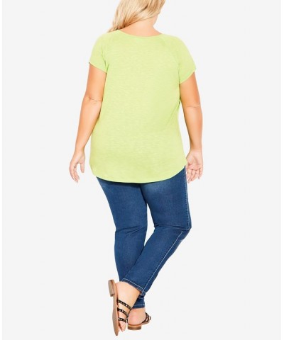 Plus Size 3 Bar V-neck Top Lime Green $29.40 Tops