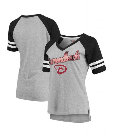 Women's Gray Black Arizona Diamondbacks Goal Line Raglan V-Neck T-shirt Gray, Black $22.50 Tops