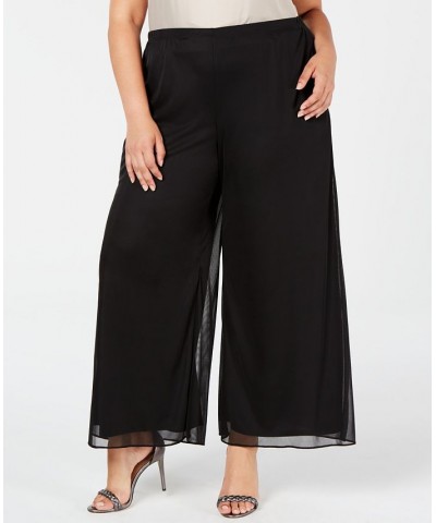 Plus Size Mesh Wide-Leg Pants Black $35.19 Pants