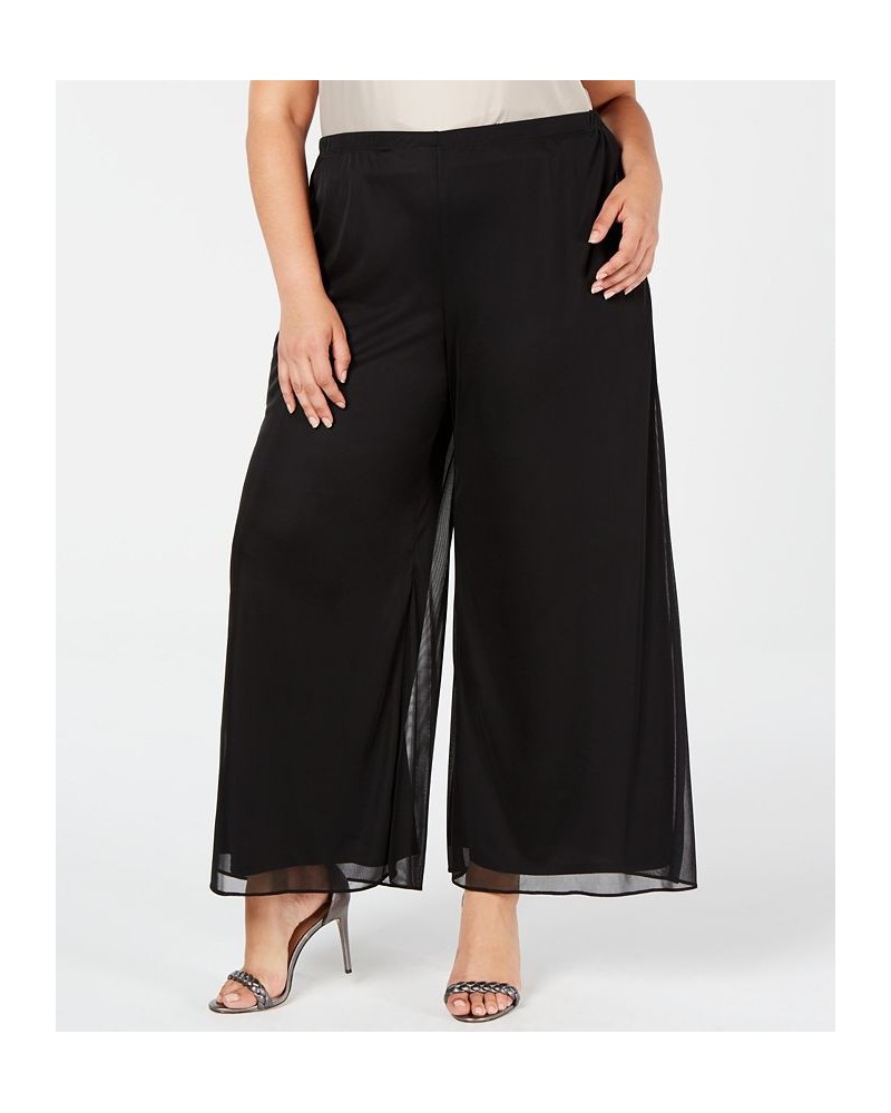 Plus Size Mesh Wide-Leg Pants Black $35.19 Pants