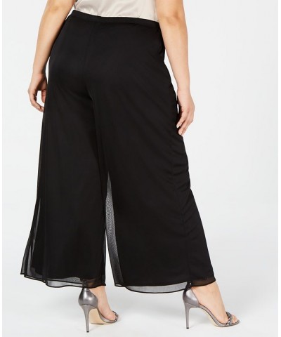 Plus Size Mesh Wide-Leg Pants Black $35.19 Pants