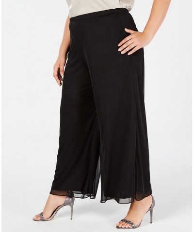 Plus Size Mesh Wide-Leg Pants Black $35.19 Pants