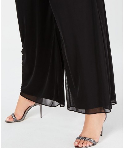 Plus Size Mesh Wide-Leg Pants Black $35.19 Pants