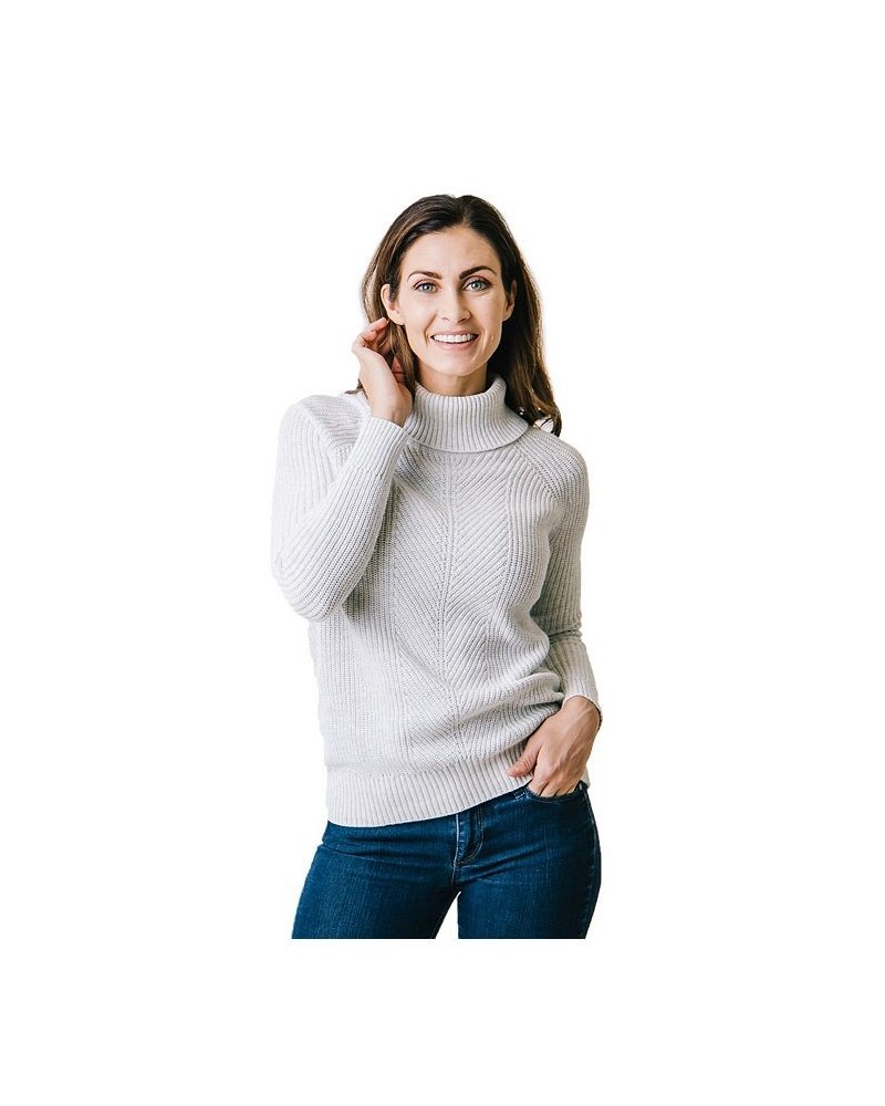 Womens' Ribbed Turtleneck Sweater Gray $22.48 Sweaters