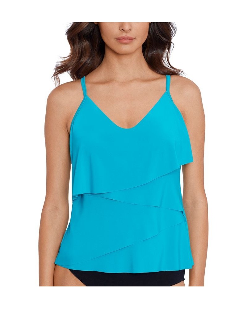 Chloe Tiered Tankini Top & Bottoms Blue $48.96 Swimsuits