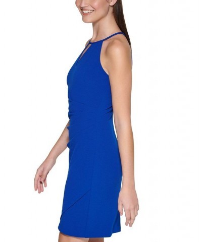 Keyhole Scuba Crepe Sheath Dress Blue $34.55 Dresses