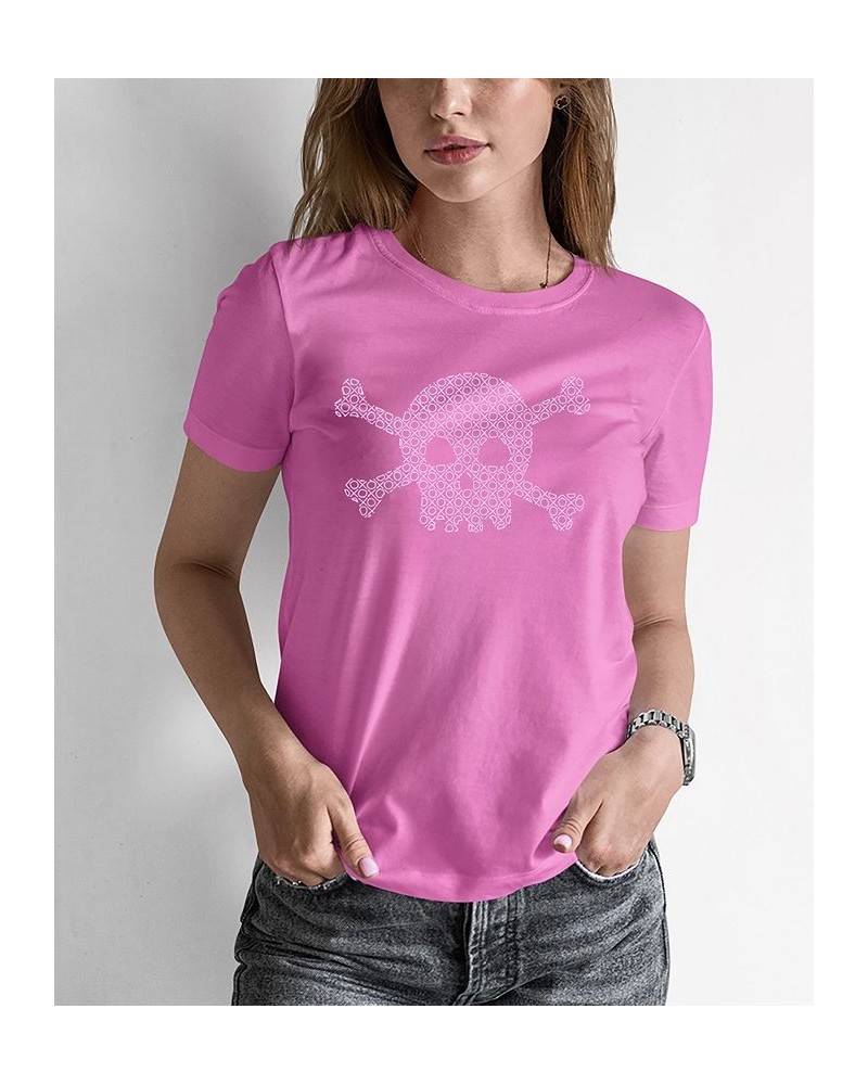 Women's Word Art XOXO Skull T-shirt Pink $16.45 Tops