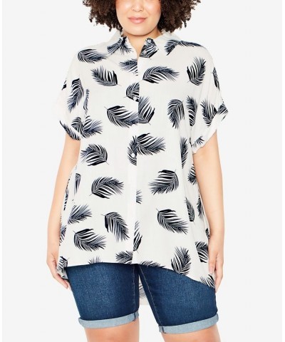 Plus Size Bowling Print Shirt Ivory Feather $17.58 Tops