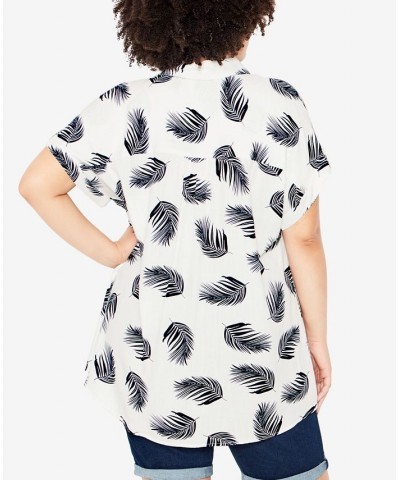 Plus Size Bowling Print Shirt Ivory Feather $17.58 Tops