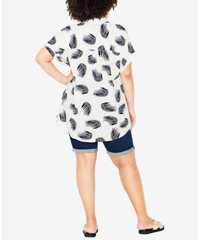 Plus Size Bowling Print Shirt Ivory Feather $17.58 Tops