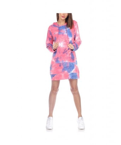 Women's Tie Dye Sweatshirt Dress Pink $28.56 Dresses