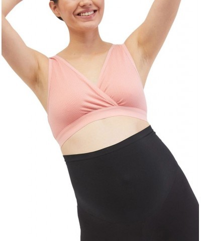 Ribbed Knit Maternity & Nursing Bralette Pink $17.49 Bras