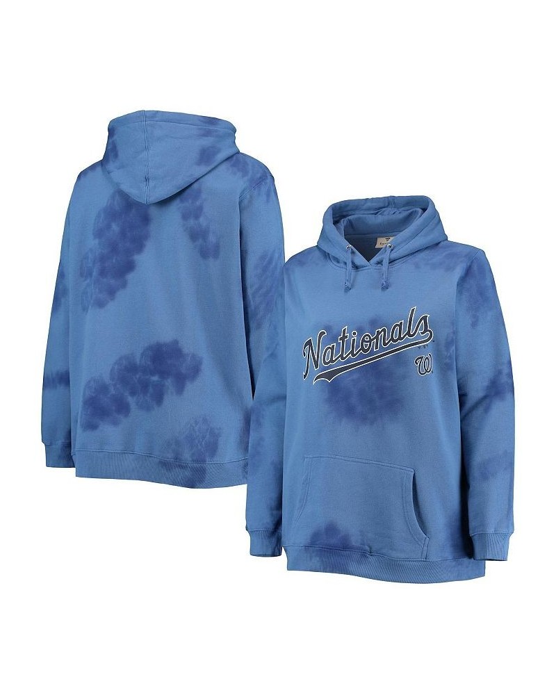 Women's Navy Washington Nationals Plus Size Cloud Pullover Hoodie Navy $33.60 Sweatshirts