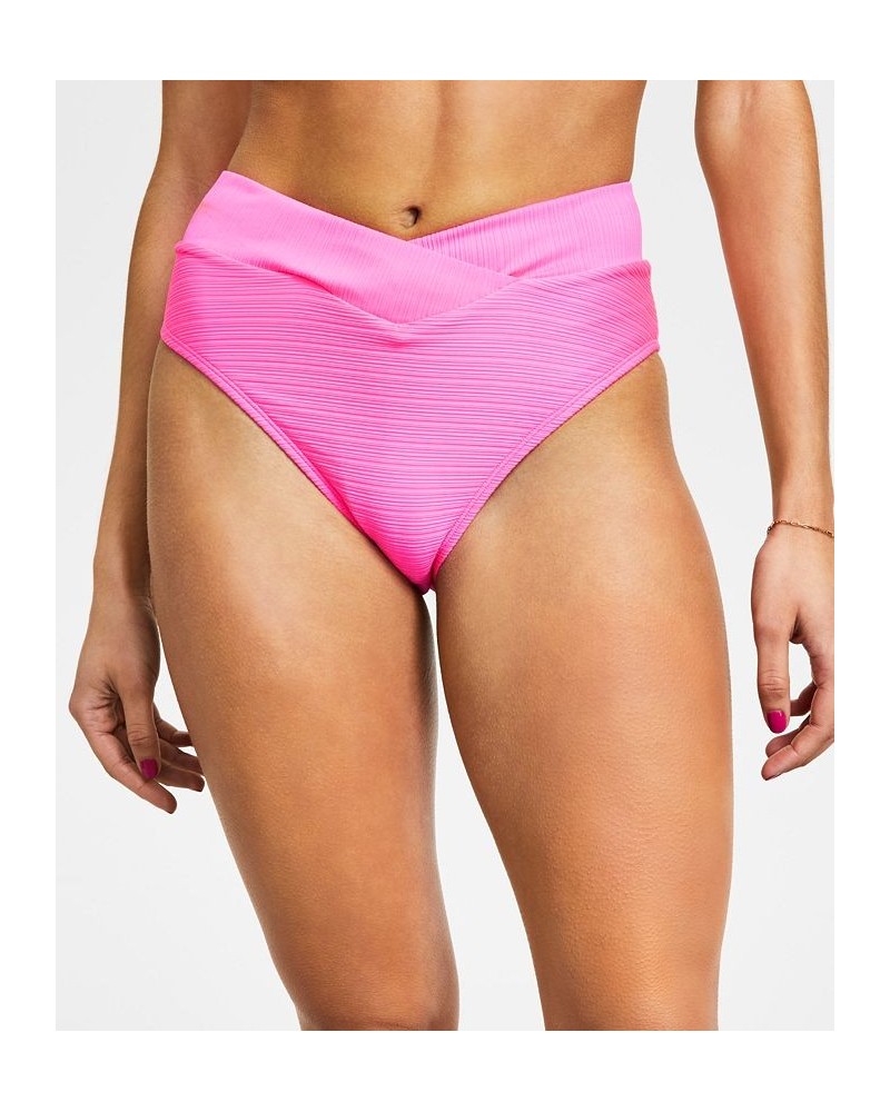 Juniors' Mint Spark Variegated Ribbed Bikini Bottoms Pink $14.40 Swimsuits