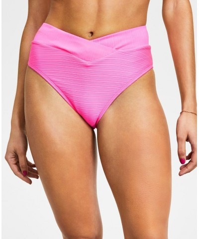 Juniors' Mint Spark Variegated Ribbed Bikini Bottoms Pink $14.40 Swimsuits