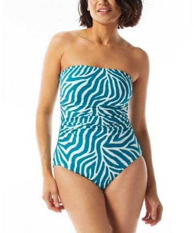 Women's Contours Rosaline Strapless One-Piece Swimsuit Teal Cove $55.30 Swimsuits