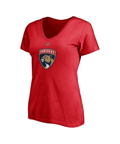 Women's Claude Giroux Red Florida Panthers Authentic Stack Name & Number V-Neck T-shirt Red $17.76 Tops