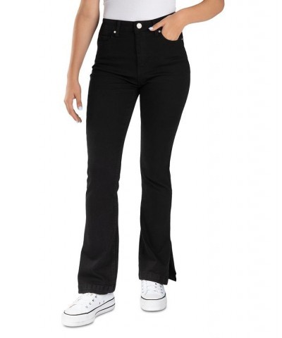 Juniors' Side-Slit High-Rise Bootcut Jeans Black $17.36 Jeans