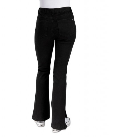 Juniors' Side-Slit High-Rise Bootcut Jeans Black $17.36 Jeans