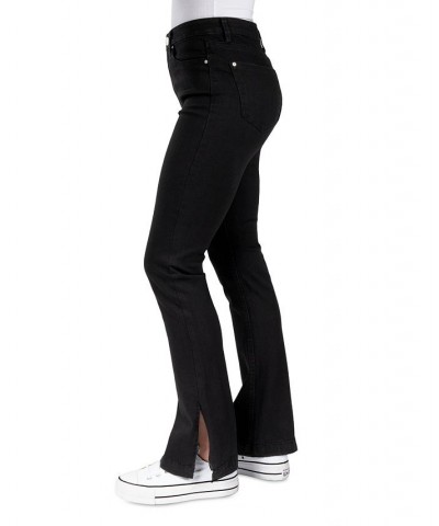 Juniors' Side-Slit High-Rise Bootcut Jeans Black $17.36 Jeans