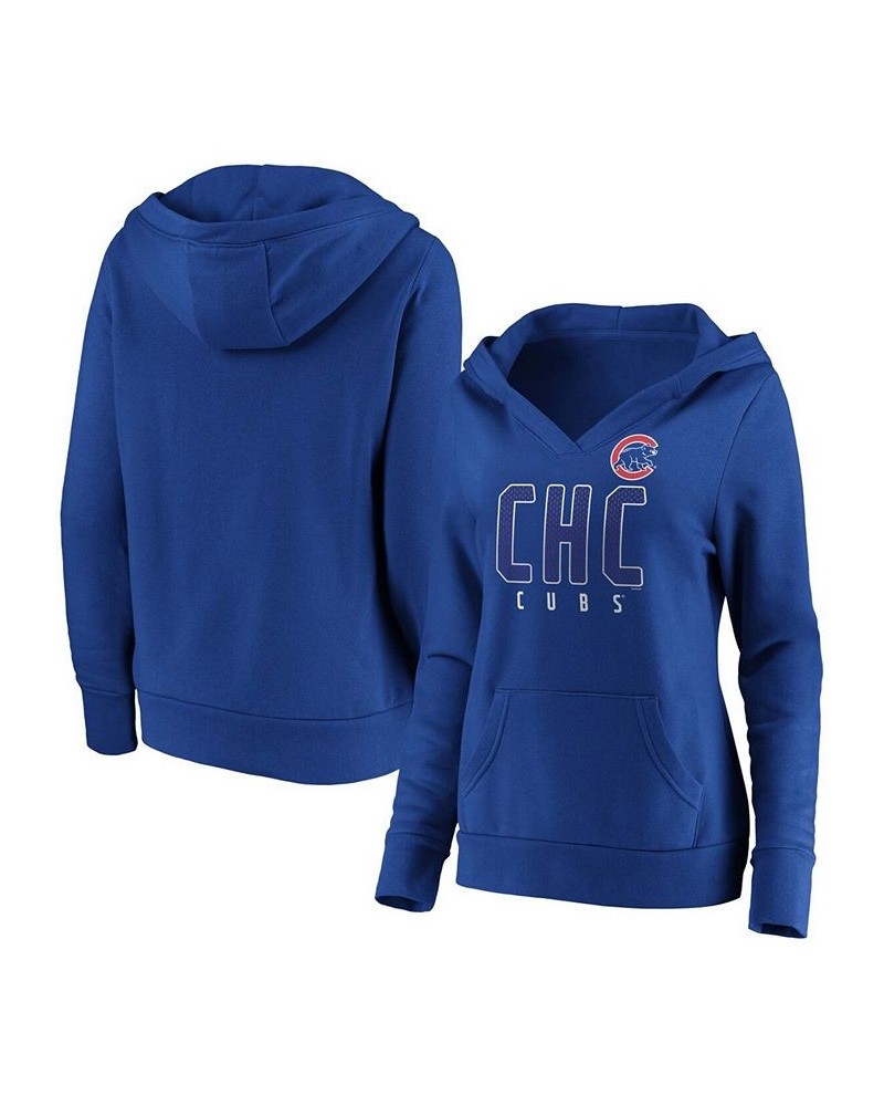 Women's Royal Chicago Cubs Scoreboard V-Neck Pullover Hoodie Royal $35.00 Sweatshirts