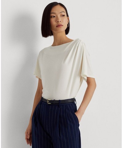 Women's Pleated Stretch Jersey T-Shirt Mascarpone Cream $54.73 Tops