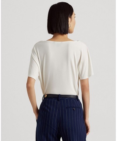 Women's Pleated Stretch Jersey T-Shirt Mascarpone Cream $54.73 Tops