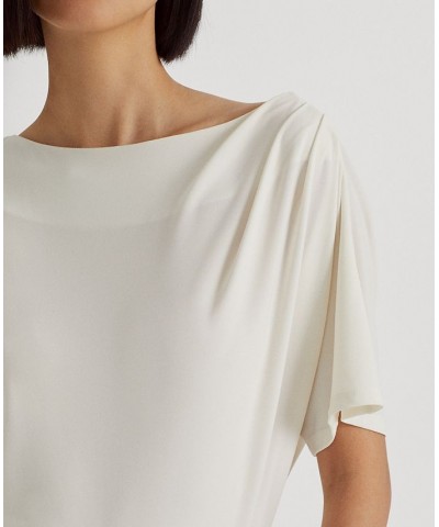 Women's Pleated Stretch Jersey T-Shirt Mascarpone Cream $54.73 Tops