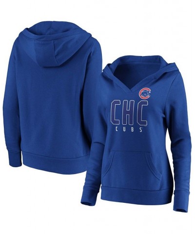 Women's Royal Chicago Cubs Scoreboard V-Neck Pullover Hoodie Royal $35.00 Sweatshirts