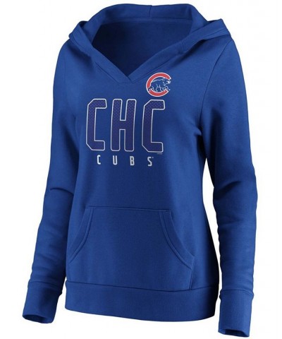 Women's Royal Chicago Cubs Scoreboard V-Neck Pullover Hoodie Royal $35.00 Sweatshirts