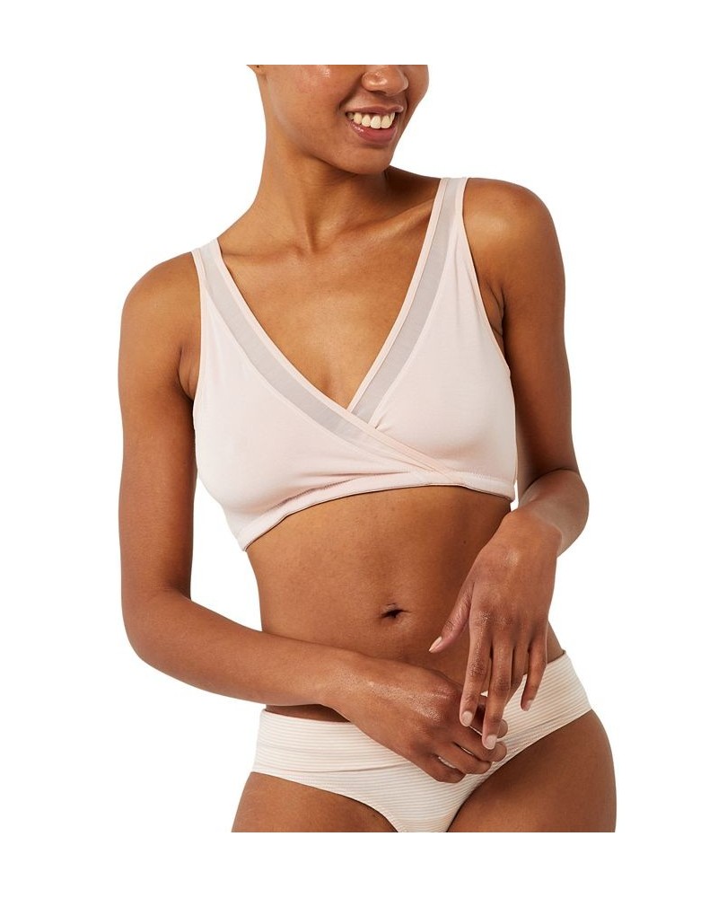 Mesh-Trim Wrap Maternity & Nursing Bra Pink Blush $21.07 Bras