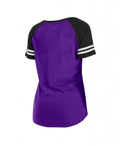 Women's Purple Black Baltimore Ravens Logo Lace-Up Raglan T-shirt Purple $28.31 Tops