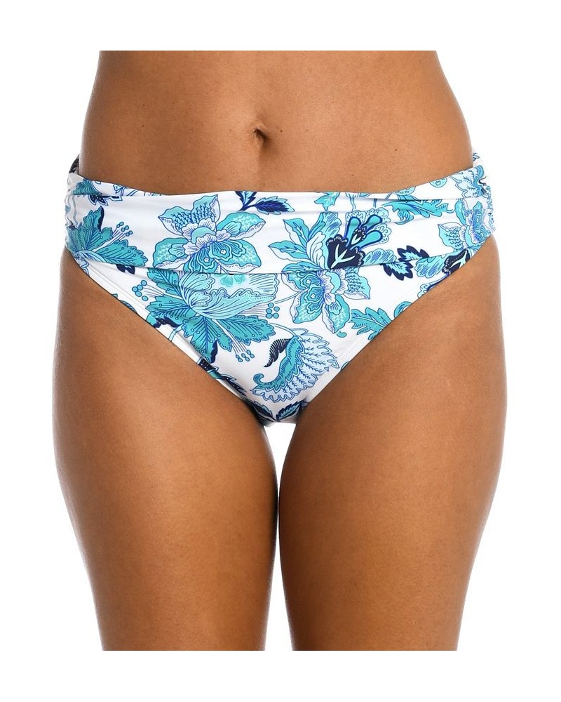 Women's Santorini Shirred-Waistband Hipster Bikini Bottoms Floral / Emerald $42.12 Swimsuits