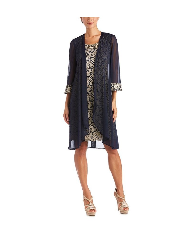 Lace Dress & Jacket Navy/Gold $65.33 Dresses