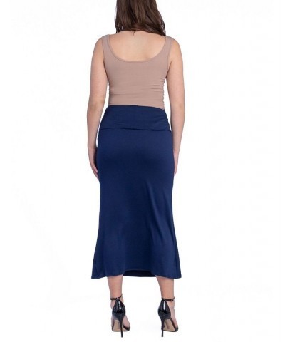 Women's Foldable Waistband Relaxing to Wear Skirt Blue $31.92 Skirts