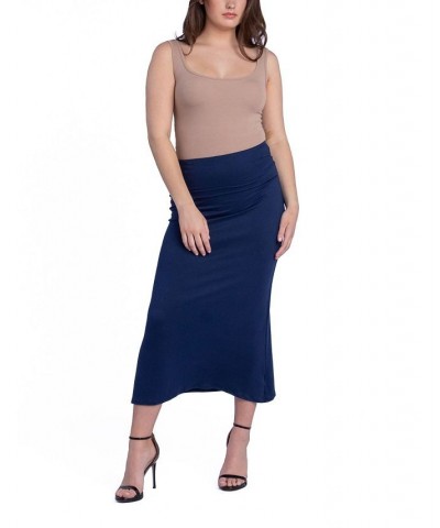 Women's Foldable Waistband Relaxing to Wear Skirt Blue $31.92 Skirts