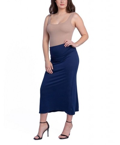 Women's Foldable Waistband Relaxing to Wear Skirt Blue $31.92 Skirts