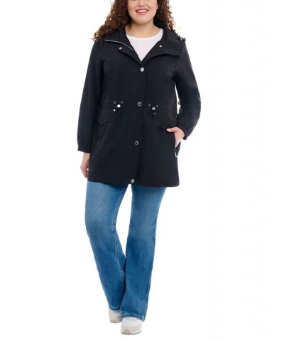 Women's Plus Size Hooded Water-Resistant Anorak Coat Black $46.80 Coats