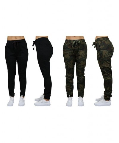 Women's Basic Stretch Twill Joggers Pack of 2 Navy-Dark Grey $28.08 Pants