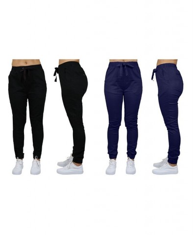 Women's Basic Stretch Twill Joggers Pack of 2 Navy-Dark Grey $28.08 Pants