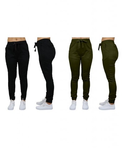 Women's Basic Stretch Twill Joggers Pack of 2 Navy-Dark Grey $28.08 Pants