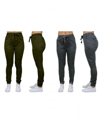 Women's Basic Stretch Twill Joggers Pack of 2 Navy-Dark Grey $28.08 Pants