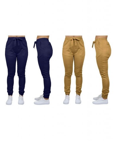 Women's Basic Stretch Twill Joggers Pack of 2 Navy-Dark Grey $28.08 Pants