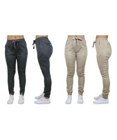 Women's Basic Stretch Twill Joggers Pack of 2 Navy-Dark Grey $28.08 Pants