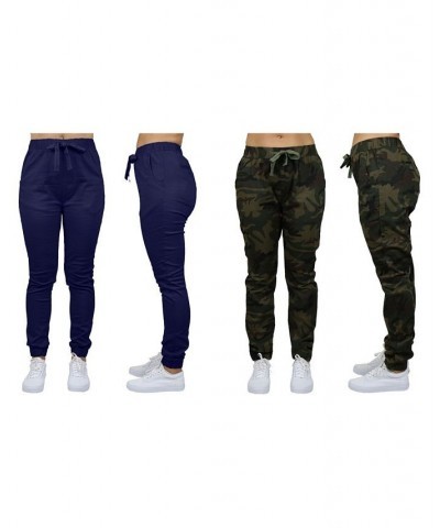 Women's Basic Stretch Twill Joggers Pack of 2 Navy-Dark Grey $28.08 Pants