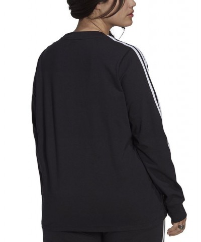 Plus Size 3-Stripes Crewneck Long-Sleeve Tee Black $20.00 Sweatshirts