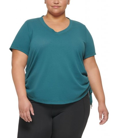 Plus Size Textured Side Ruched T-Shirt Juniper $17.26 Tops