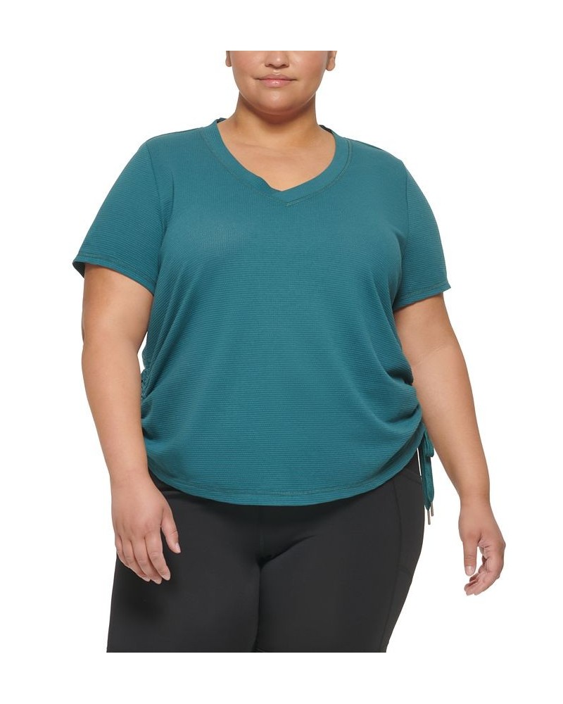 Plus Size Textured Side Ruched T-Shirt Juniper $17.26 Tops