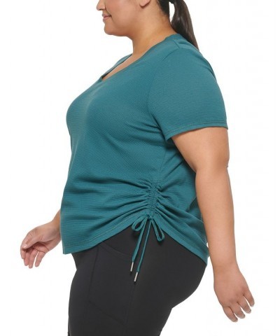 Plus Size Textured Side Ruched T-Shirt Juniper $17.26 Tops