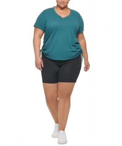 Plus Size Textured Side Ruched T-Shirt Juniper $17.26 Tops